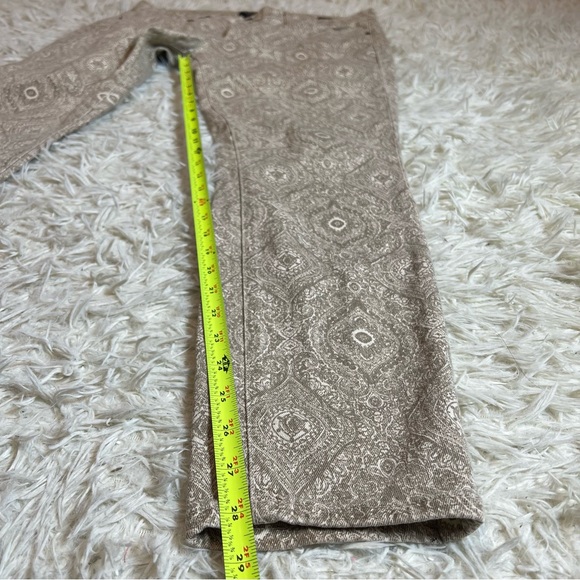 Lucky Brand Jeans Charlie Skinny Ankle Paisley Taupe White Denim Zip Size 14 /32 - Picture 10 of 10